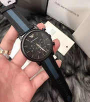  Shop Authentic Emporio Armani Luigi Chronograph Quartz Black Dial Two Tone Nylon Strap Watch For Men - AR1948 - Luxxuri