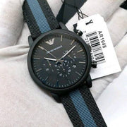  Shop Authentic Emporio Armani Luigi Chronograph Quartz Black Dial Two Tone Nylon Strap Watch For Men - AR1948 - Luxxuri