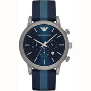  Shop Authentic Emporio Armani Luigi Chronograph Quartz Blue Dial Blue Nylon Strap Watch For Men - AR1949 - Luxxuri
