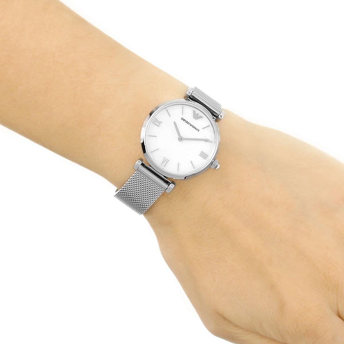  Shop Authentic Emporio Armani Gianni T Bar Mother of Pearl Dial Silver Steel Strap Watch For Women - AR1955 - Luxxuri