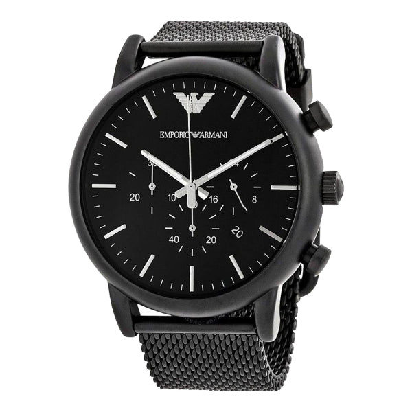  Shop Authentic Emporio Armani Sport Chronograph Black Dial Black Mesh Bracelet Watch For Men - AR1968 - Luxxuri