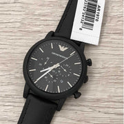  Shop Authentic Emporio Armani Luigi Chronohraph Black Dial Black Leather Strap Watch For Men - AR1970 - Luxxuri