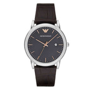  Shop Authentic Emporio Armani Luigi Quartz Gray Dial Brown Leather Strap Watch For Men - AR1996 - Luxxuri