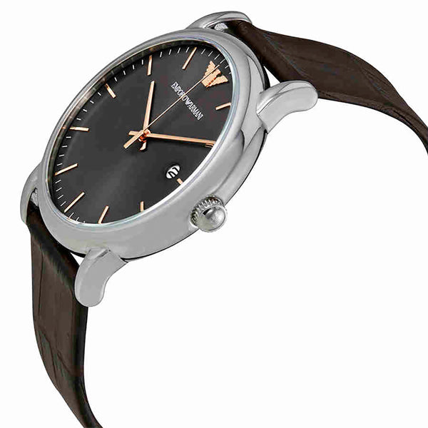  Shop Authentic Emporio Armani Luigi Quartz Gray Dial Brown Leather Strap Watch For Men - AR1996 - Luxxuri