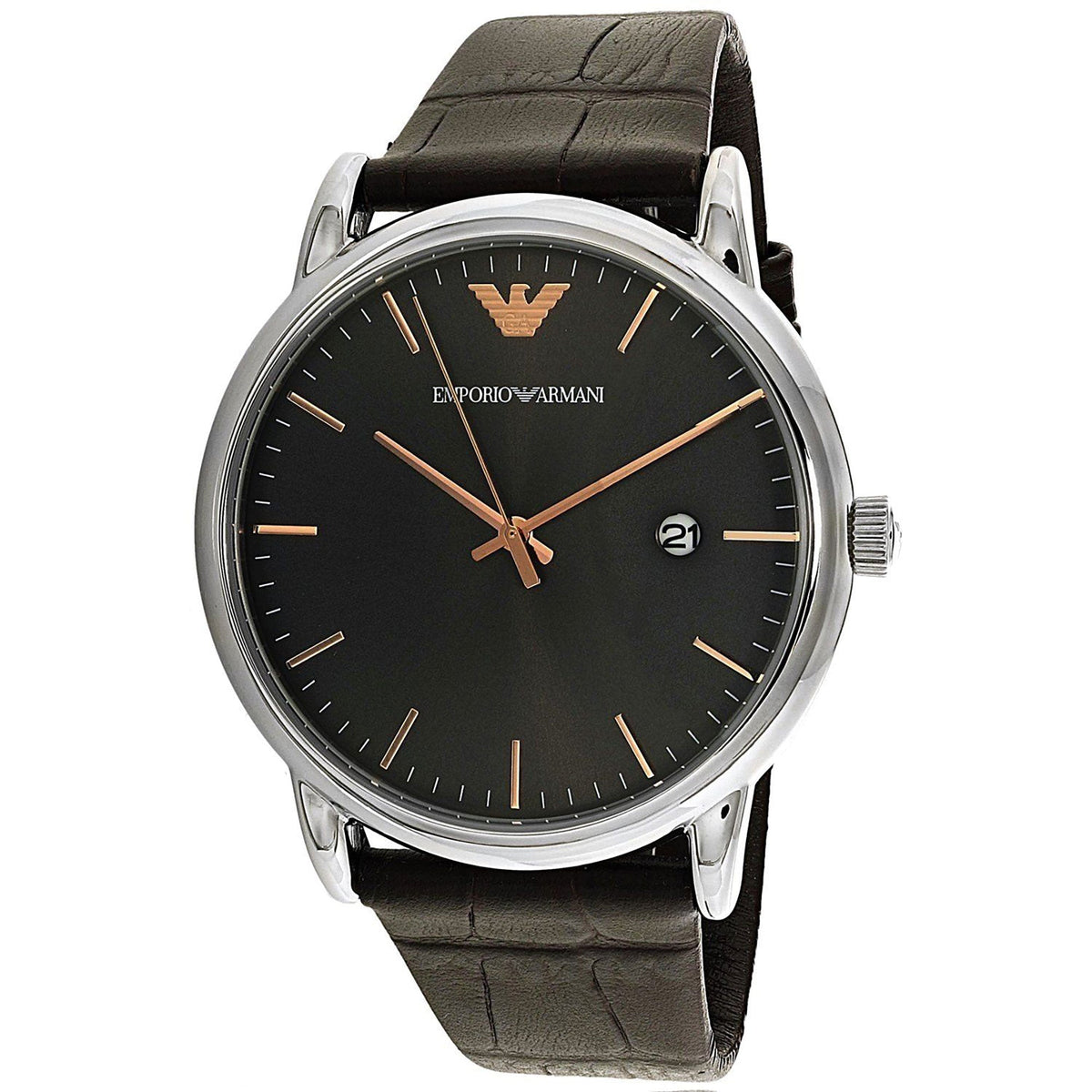  Shop Authentic Emporio Armani Luigi Quartz Gray Dial Brown Leather Strap Watch For Men - AR1996 - Luxxuri