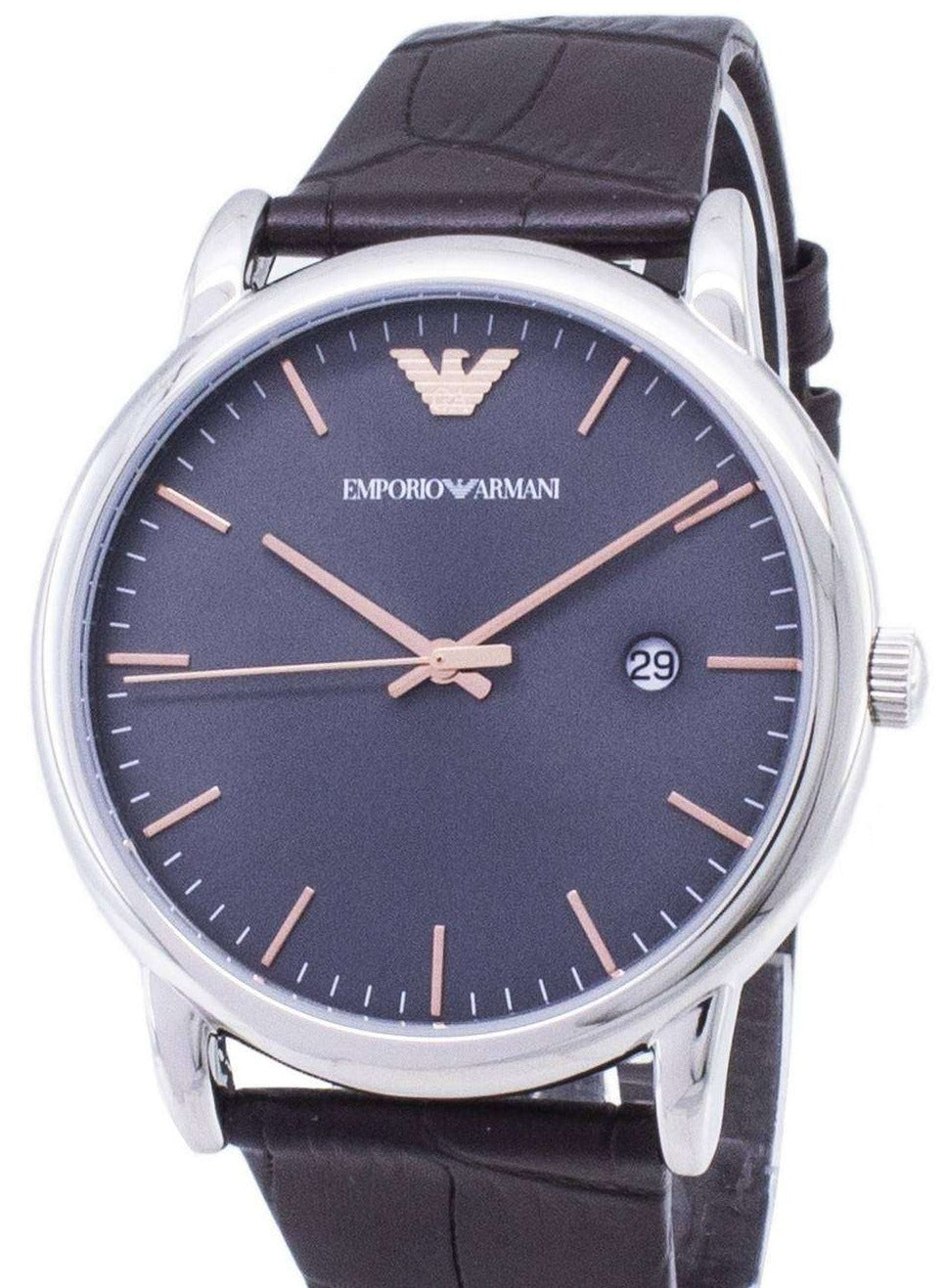  Shop Authentic Emporio Armani Luigi Quartz Gray Dial Brown Leather Strap Watch For Men - AR1996 - Luxxuri
