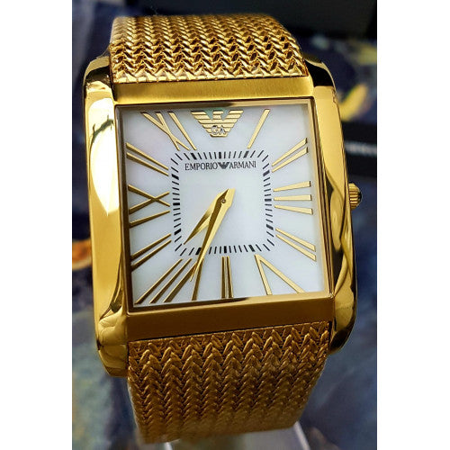  Shop Authentic Emporio Armani Mother of Pearl Dial Gold Mesh Bracelet Watch For Men - AR2016 - Luxxuri