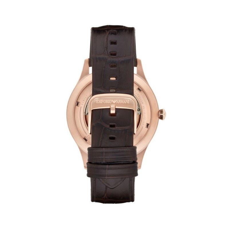  Shop Authentic Emporio Armani Epoca White Skeletal Dial Black Leather Strap Watch For Men - AR2073 - Luxxuri