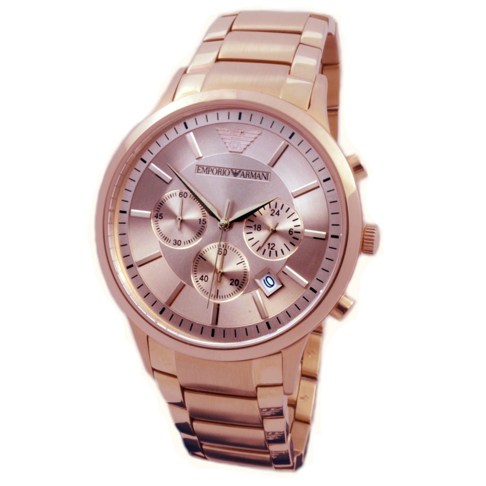  Shop Authentic Emporio Armani Classic Rose Gold Chronograph Steel Strap Watch For Men - AR2452 - Luxxuri