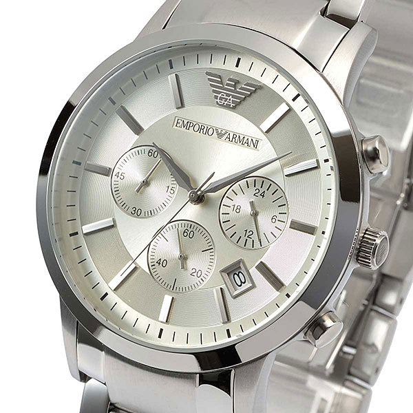  Shop Authentic Emporio Armani Renato Chronograph Cream Dial Silver Steel Strap Watch For Men - AR2458 - Luxxuri