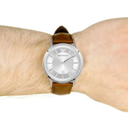  Shop Authentic Emporio Armani Renato Silver Dial Brown Leather Strap Watch For Men - AR2463 - Luxxuri