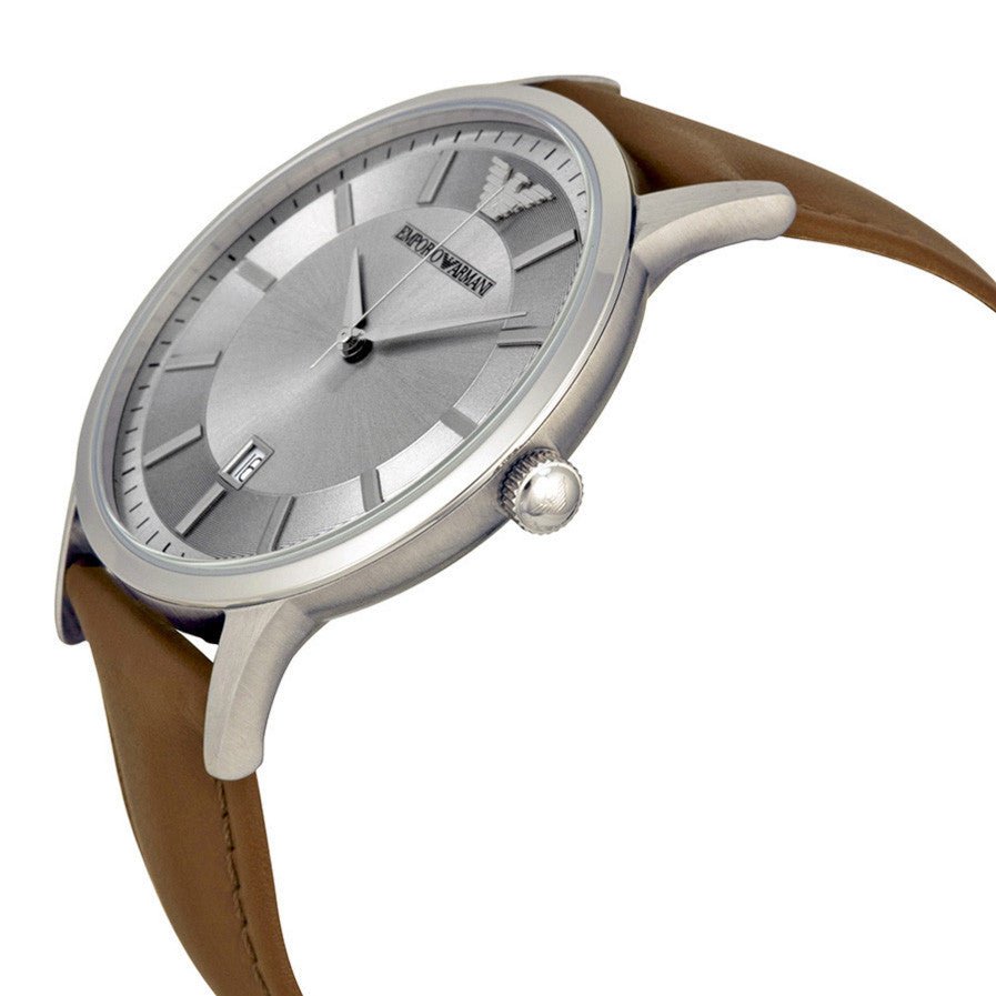  Shop Authentic Emporio Armani Renato Silver Dial Brown Leather Strap Watch For Men - AR2463 - Luxxuri