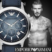  Shop Authentic Emporio Armani Classic Chronograph Blue Dial Blue Leather Strap Watch For Men - AR2473 - Luxxuri