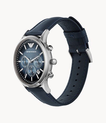  Shop Authentic Emporio Armani Classic Chronograph Blue Dial Blue Leather Strap Watch For Men - AR2473 - Luxxuri
