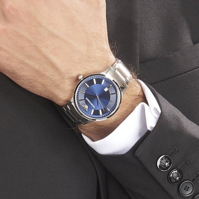  Shop Authentic Emporio Armani Renato Blue Dial Silver Steel Strap Watch For Men - AR2477 - Luxxuri