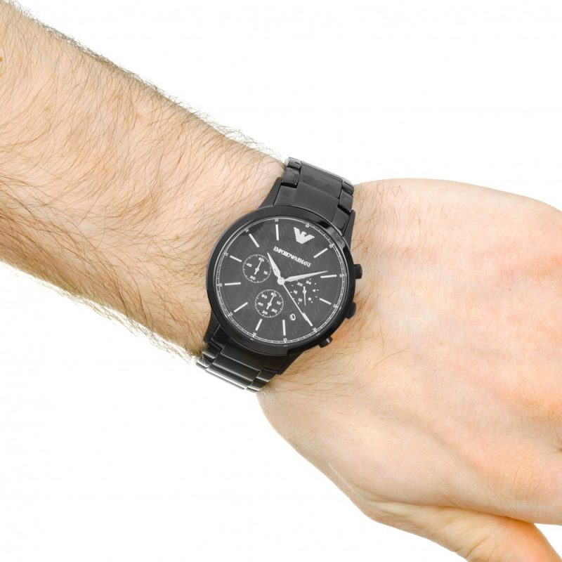 Shop Authentic Emporio Armani Dress Chronograph Quartz Black Dial Black Stainless Steel Strap Watch For Men - AR2485 - Luxxuri