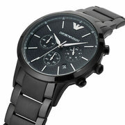  Shop Authentic Emporio Armani Dress Chronograph Quartz Black Dial Black Stainless Steel Strap Watch For Men - AR2485 - Luxxuri