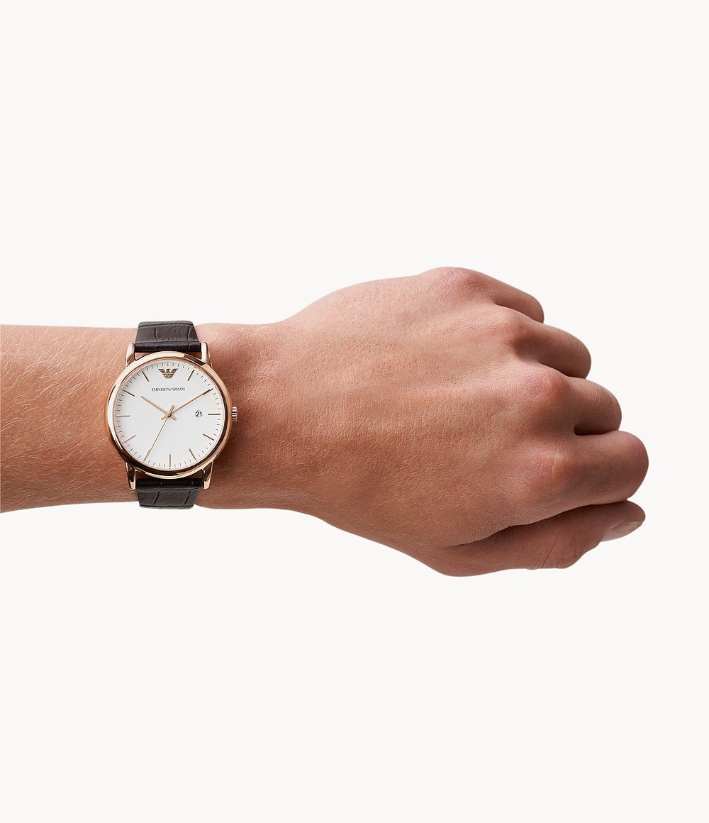  Shop Authentic Emporio Armani Luigi White Dial Brown Leather Strap Watch For Men - AR2502 - Luxxuri