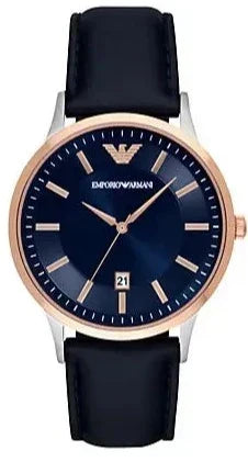  Shop Authentic Emporio Armani Renato Analog Blue Dial Black Leather Strap Watch For Men - AR2506 - Luxxuri