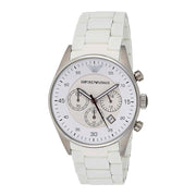  Shop Authentic Emporio Armani Sport Chronograph White Dial White Silicone Strap Watch For Men - AR5859 - Luxxuri