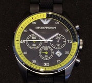  Shop Authentic Emporio Armani Chronograph Black Dial Black Rubber Strap Watch For Men - AR5865 - Luxxuri