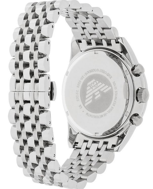  Shop Authentic Emporio Armani Tazio Chronograph Black Dial Silver Steel Strap Watch For Men - AR5988 - Luxxuri