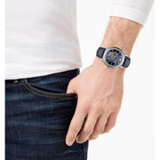 Shop Authentic Emporio Armani Luigi Chronograph Blue Dial Black Leather Strap Watch For Men - AR60011 - Luxxuri