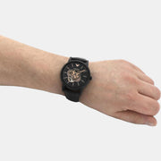  Shop Authentic Emporio Armani Luigi Automatic Skeleton Black Dial Black Leather Strap Watch For Men - AR60012 - Luxxuri