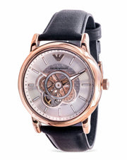  Shop Authentic Emporio Armani Luigi Automatic Silver Dial Black Leather Strap Watch For Men - AR60013 - Luxxuri