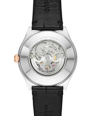  Shop Authentic Emporio Armani Zeta Skeleton Automatic Silver Dial Black Leather Strap Watch For Men - AR60018 - Luxxuri