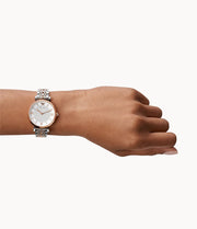  Shop Authentic Emporio Armani Gianni T Bar Analog White Dial Two Tone Steel Strap Watch For Women - AR2076 - Luxxuri
