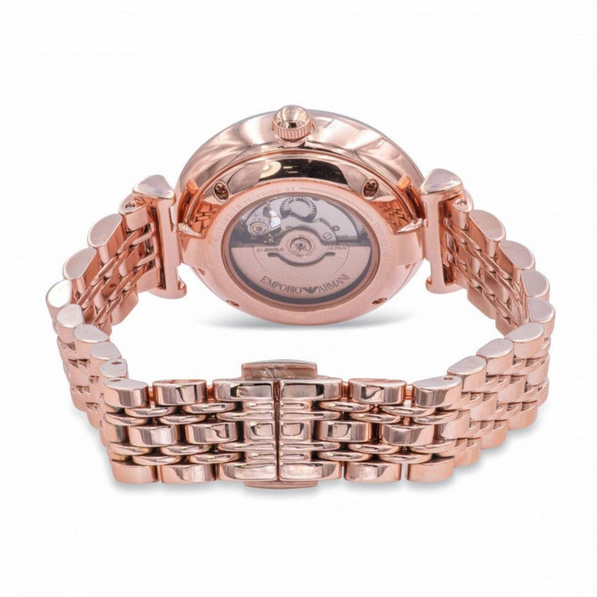  Shop Authentic Emporio Armani Gianni T-Bar Silver Dial Rose Gold Steel Strap Watch For Women - AR60023 - Luxxuri