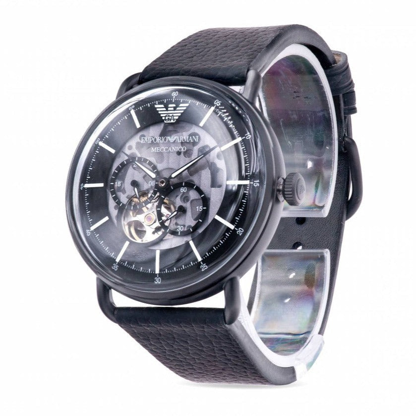  Shop Authentic Emporio Armani Aviator Chronograph Black Dial Black Leather Strap Watch For Men - AR60028 - Luxxuri