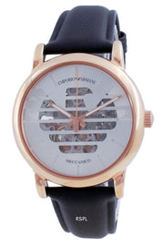  Shop Authentic Emporio Armani Meccanico Skeleton Silver Dial Black Leather Strap Watch For Men - AR60031 - Luxxuri