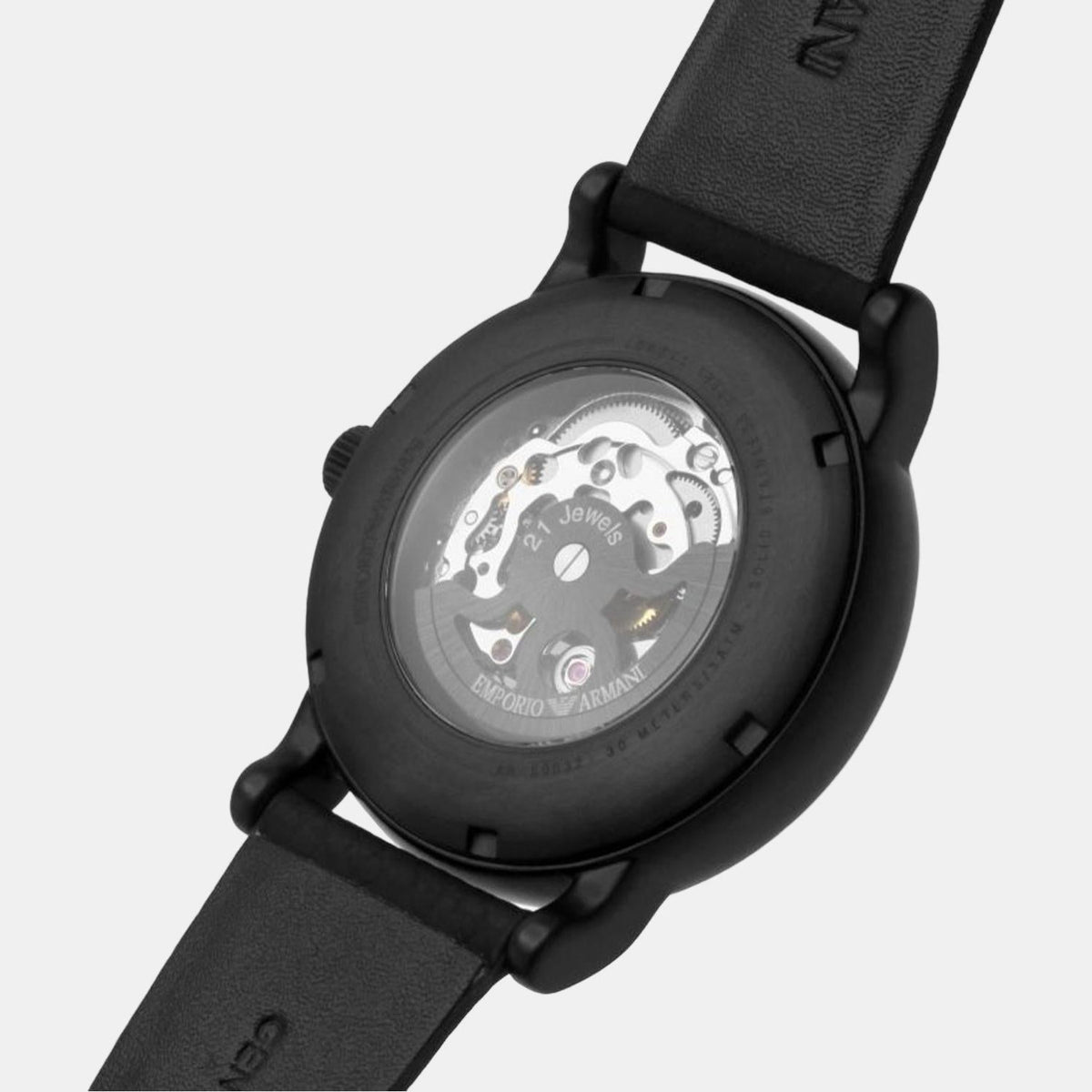  Shop Authentic Emporio Armani Meccanico Quartz Black Dial Black Leather Strap Watch For Men - AR60032 - Luxxuri