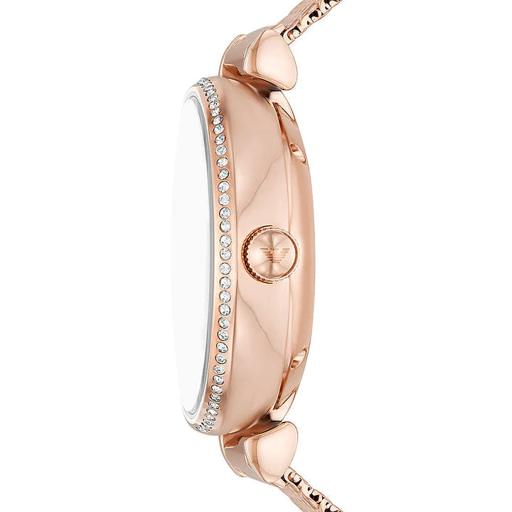  Shop Authentic Emporio Armani Meccanico Automatic White Dial Rose Gold Mesh Strap Watch For Women - AR60063 - Luxxuri