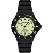Emporio Armani Sea Explorer Automatic Yellow Dial Black Silicone Strap Watch For Men - AR60085