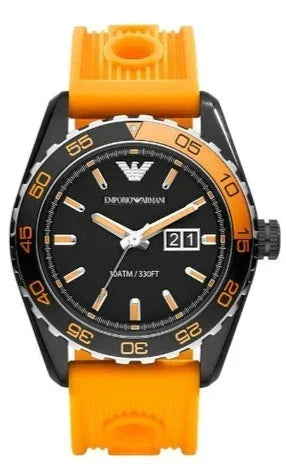  Shop Authentic Emporio Armani Sportivo Quartz Black Dial Orange Rubber Strap Watch For Men - AR6046 - Luxxuri