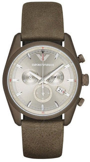  Shop Authentic Emporio Armani Sportivo Chronograph Silver Dial Brown Leather Strap Watch For Men - AR6076 - Luxxuri