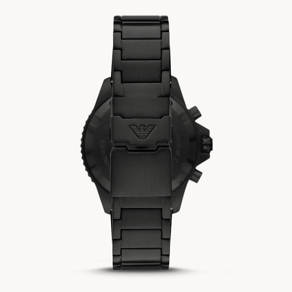  Shop Authentic Emporio Armani Diver Chronograph Black Dial Black Steel Strap Watch For Men - AR80050 - Luxxuri