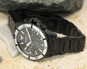  Shop Authentic Emporio Armani Diver Chronograph Black Dial Black Steel Strap Watch For Men - AR80050 - Luxxuri