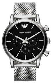  Shop Authentic Emporio Armani Luigi Black Dial Silver Mesh Bracelet Watch For Men - AR8032 - Luxxuri