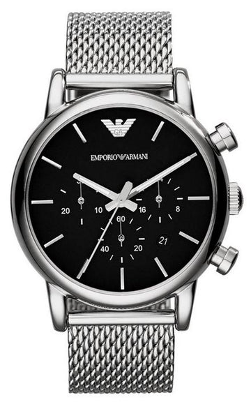  Shop Authentic Emporio Armani Luigi Black Dial Silver Mesh Bracelet Watch For Men - AR8032 - Luxxuri