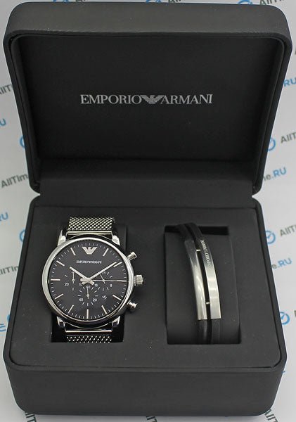  Shop Authentic Emporio Armani Luigi Black Dial Silver Mesh Bracelet Watch For Men - AR8032 - Luxxuri