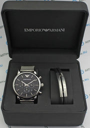  Shop Authentic Emporio Armani Luigi Black Dial Silver Mesh Bracelet Watch For Men - AR8032 - Luxxuri