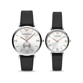  Shop Authentic Emporio Armani Gianni T Bar Mother of Pearl Dial Black Leather Strap Watch For Women - AR90002 - Luxxuri