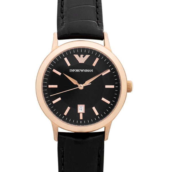  Shop Authentic Emporio Armani Classic Black Dial Black Leather Strap Watch For Women - AR9022 - Luxxuri