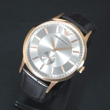  Shop Authentic Emporio Armani Classic Analog Silver Dial Brown Leather Strap Watch For Men - AR9101 - Luxxuri
