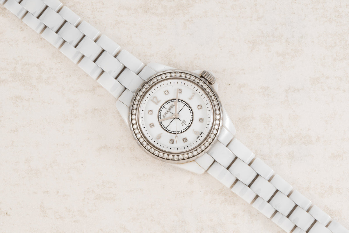  Shop Authentic Chanel J12 Quartz Diamonds White Dial White Steel Strap Watch for Women - J12 H3110 - Luxxuri