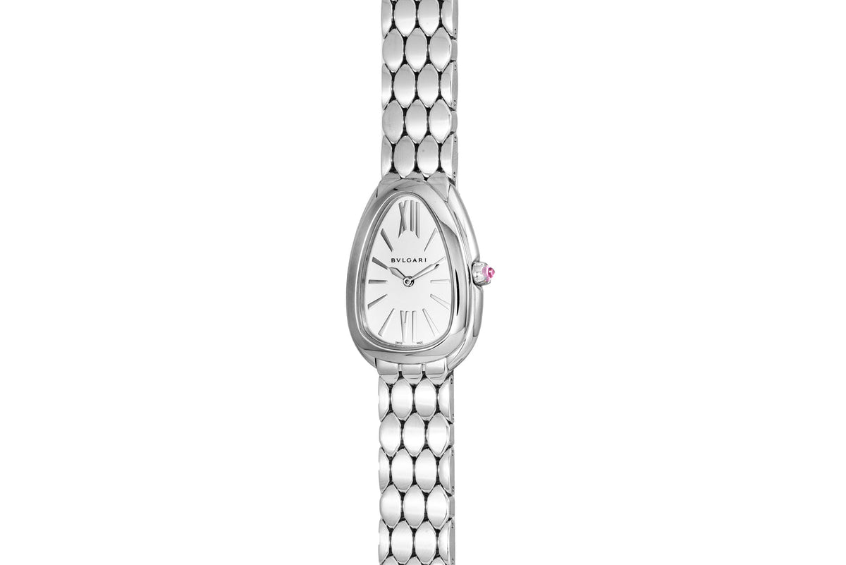 Shop Authentic Bvlgari Serpenti Seduttori Quartz White Dial Silver Steel Strap Watch for Women - SERPENTI103141 - Luxxuri